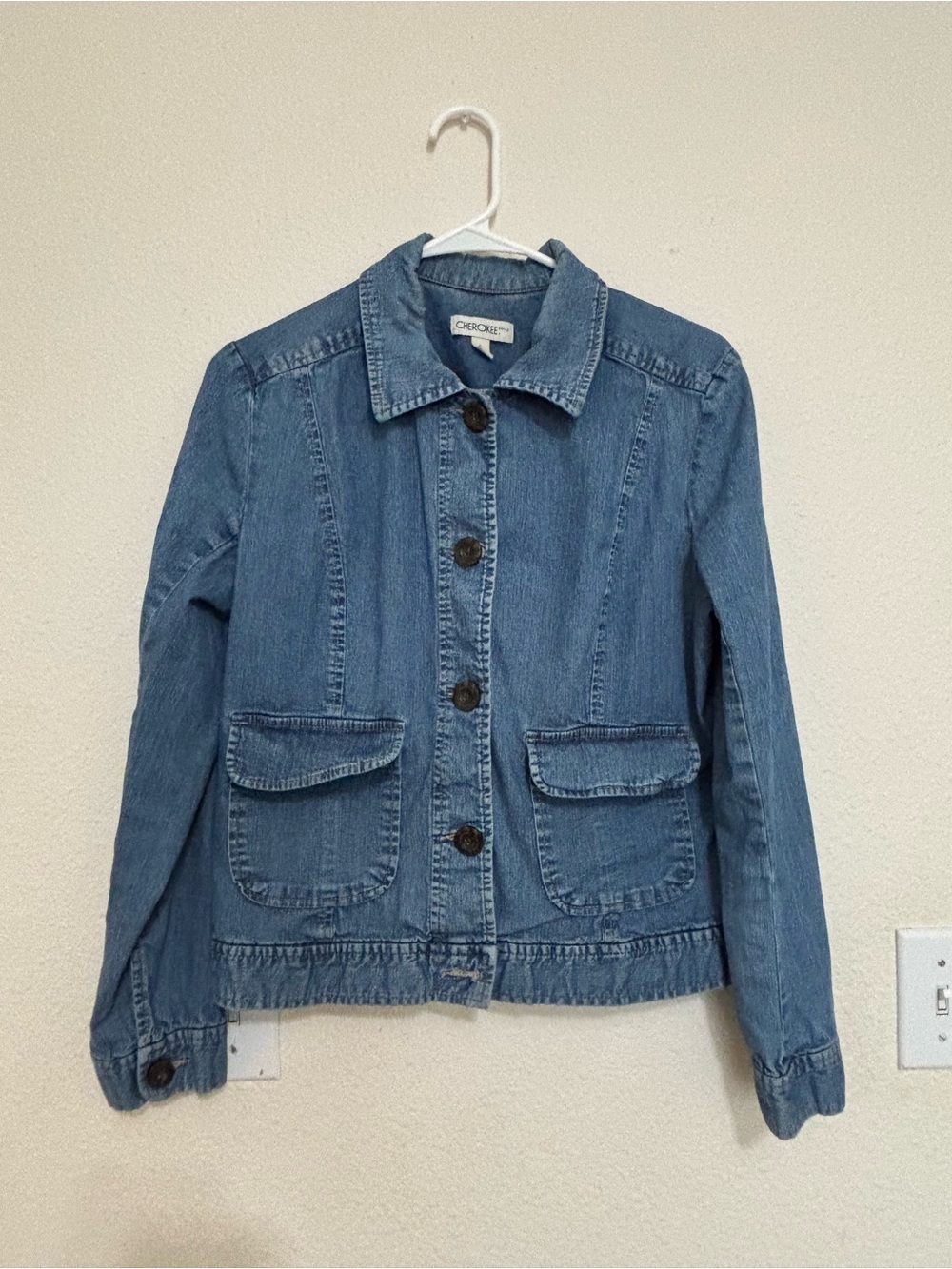 Cherokee Light Blue Denim Jacket with Patch Pockets